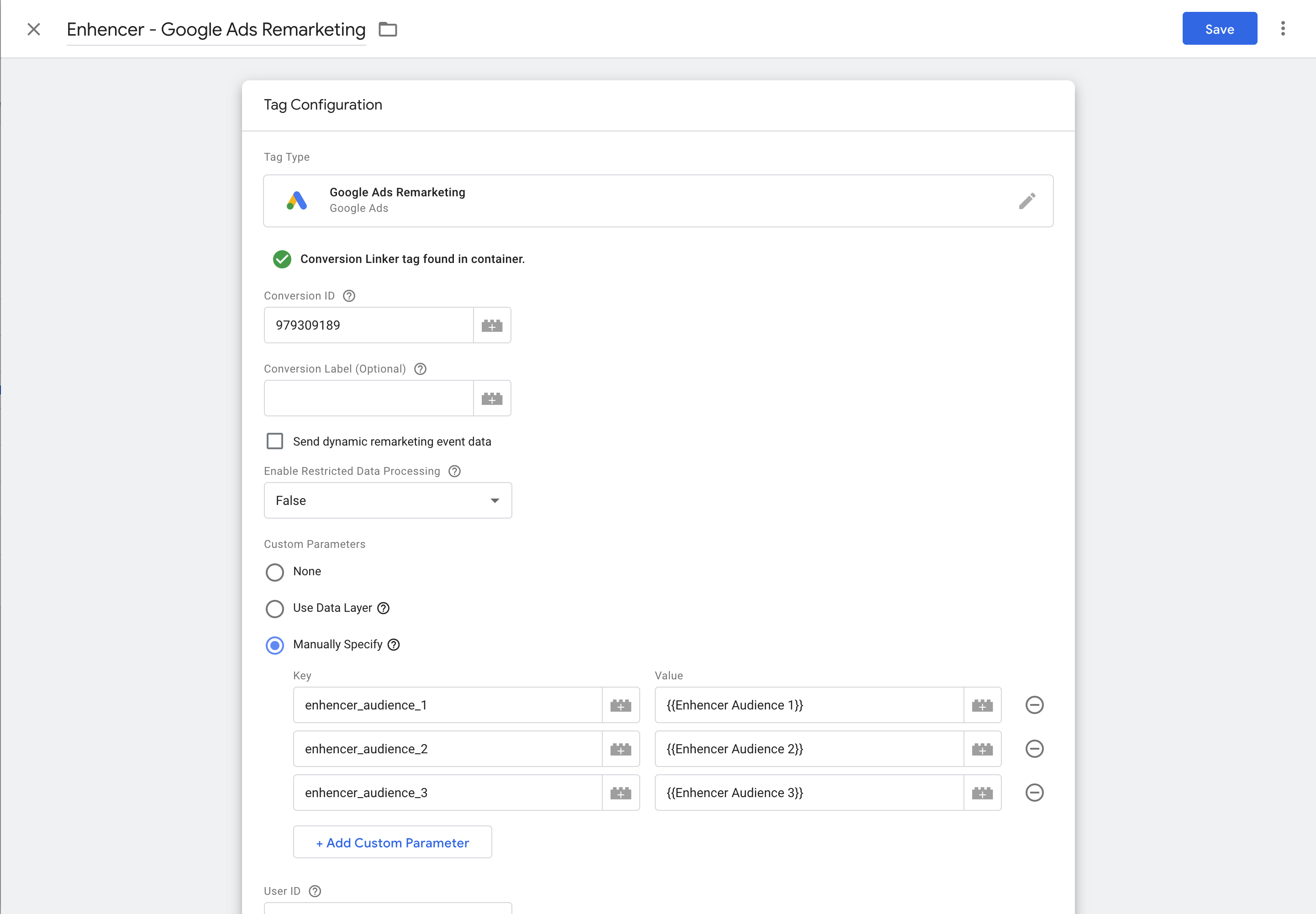 Configure Google Ads Remarketing Tag